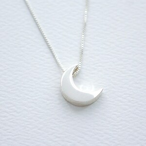 Sterling Silver Crescent Moon Bead Necklace, FREE SHIPPING Simple ...