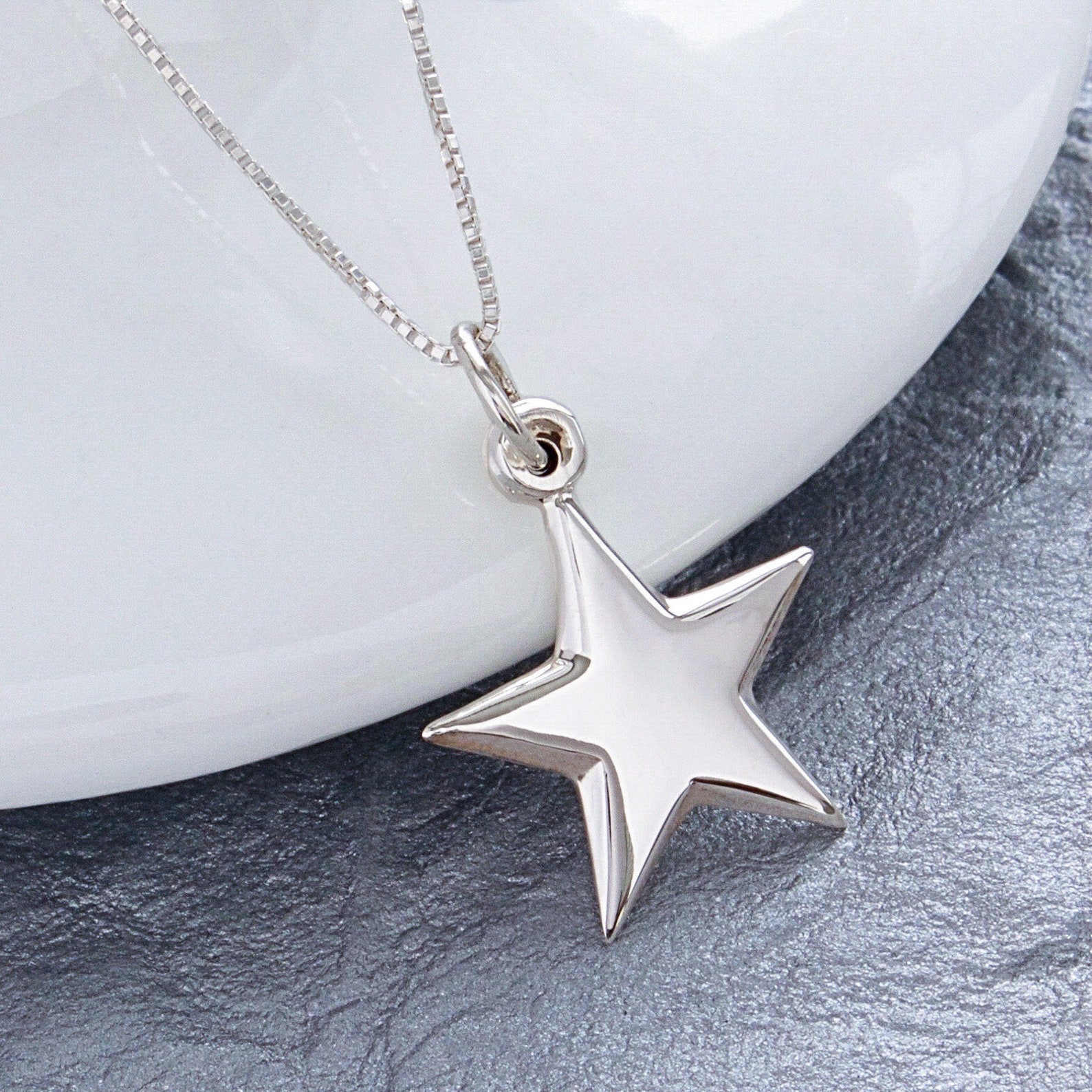 Stars Silver Sterling Silver Star Necklace, Celestial Jewelry, High Polished 925 ...