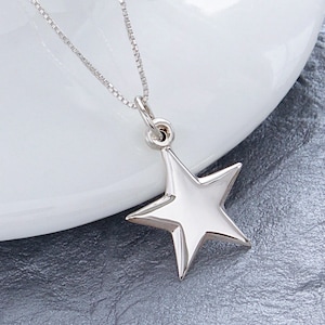Sterling Silver Star Necklace, Celestial Jewelry, High Polished 925 Silver Star Pendant, Lucky Star Birthday Necklace, FREE SHIPPING