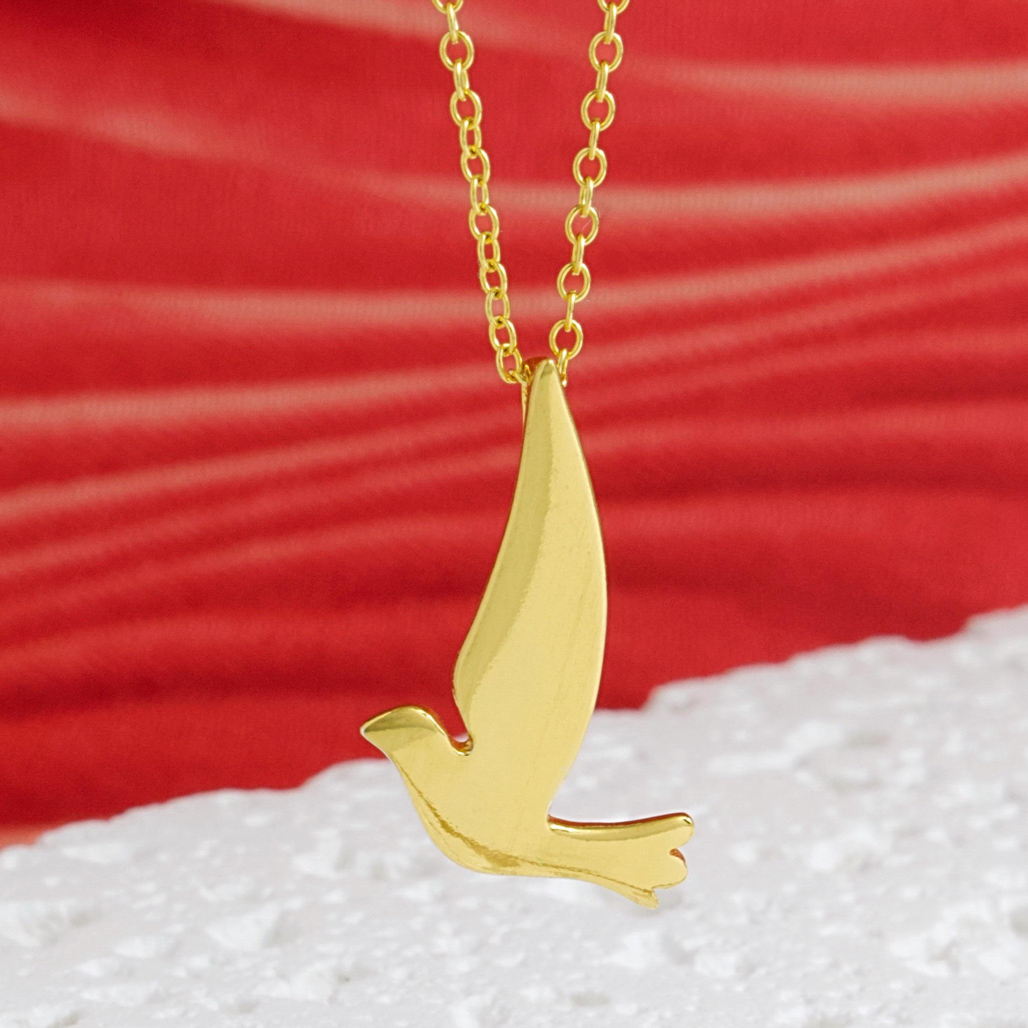 Gold Dove Necklace, 24k Gold Vermeil Style Dove & Gold