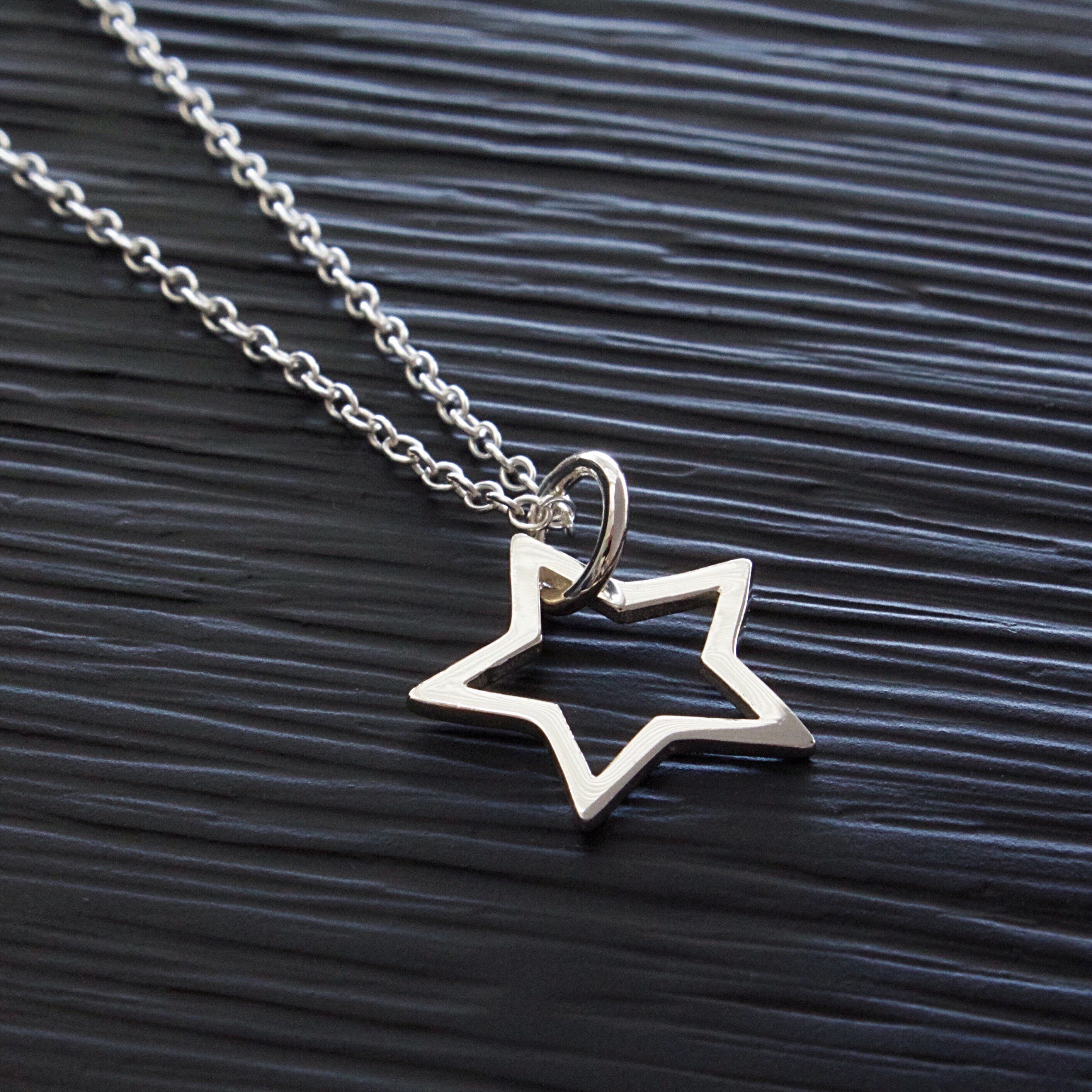Sterling Silver Star Pendant Outline Necklace Patriotic Star - Etsy