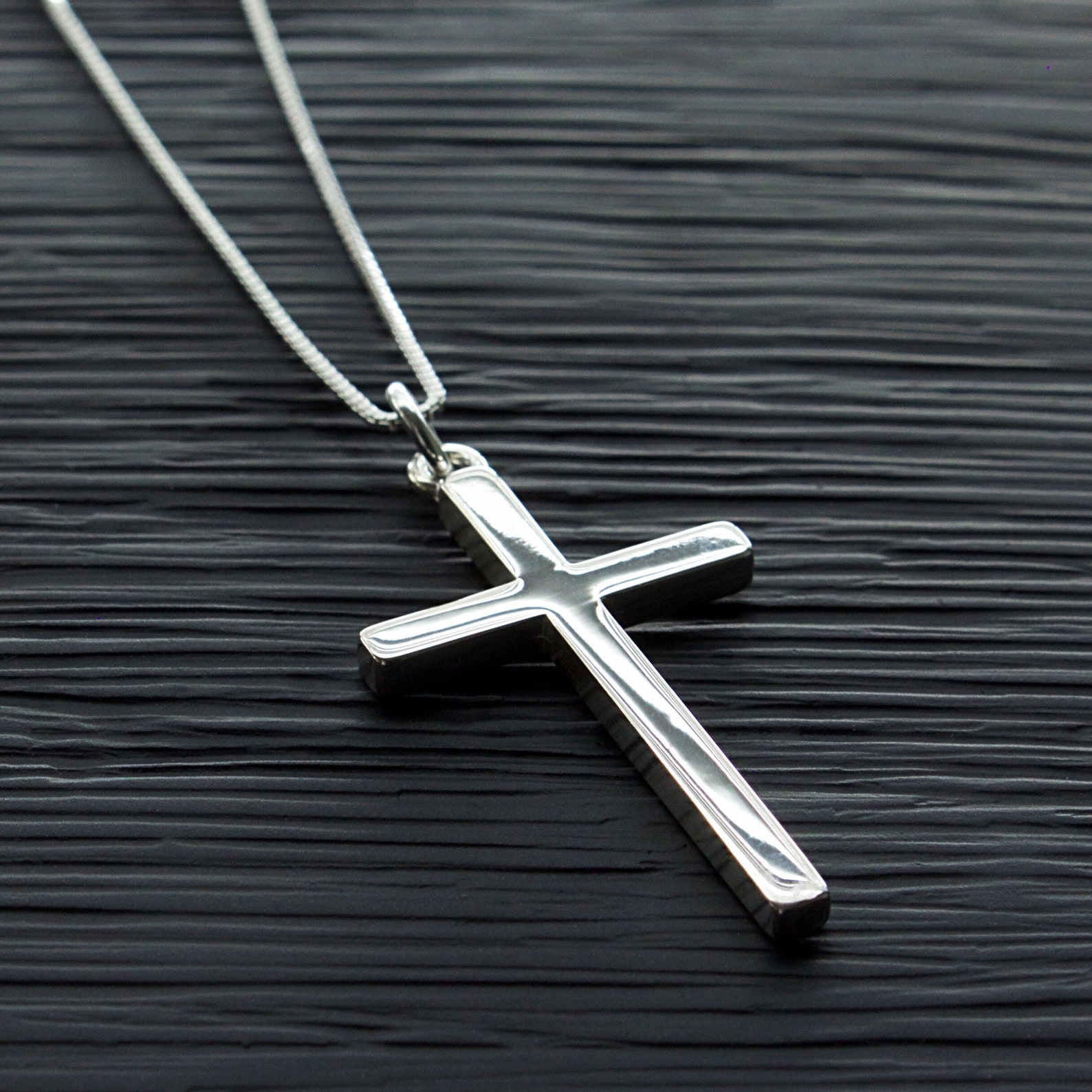 Sterling Silver Cross Necklace Large Cross Pendant Religious | Etsy