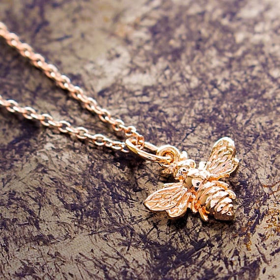 Bumble bee necklace rose gold deals