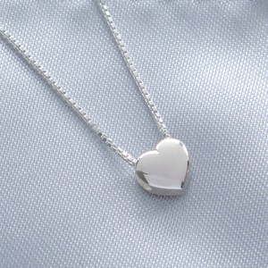 Tiny Sterling Silver Heart Necklace, Young Girl&#39;s Necklace, FREE SHIPPING, Small Heart Slide Valentine Gift, Mother&#39;s Day, Birthday Jewelry