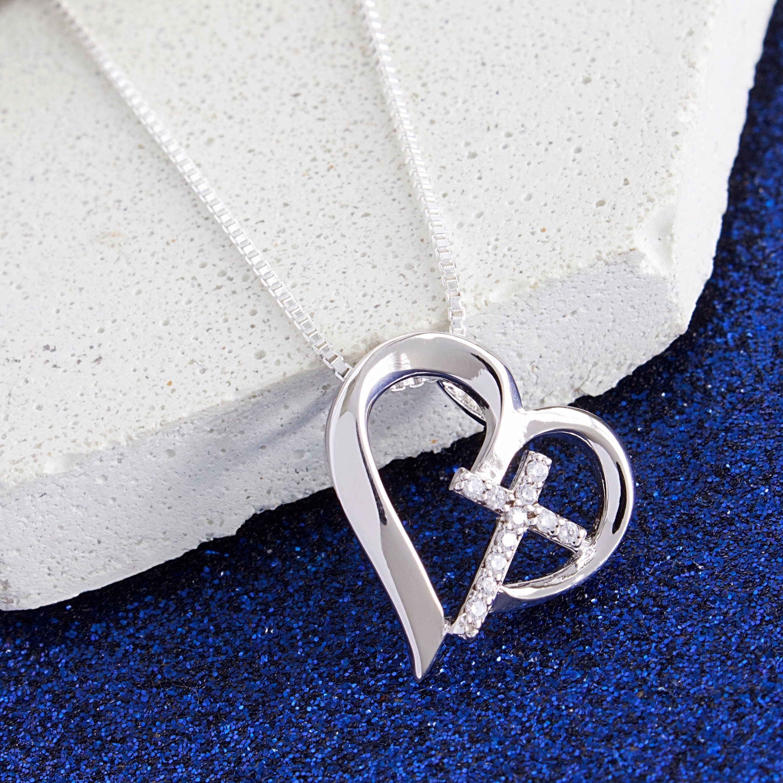 Collana in Argento 925 Donna Croce con Zirconi 2cm - Traversi Collana in Argento 925 Donna Croce con Zirconi 2cm - Traversi