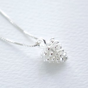 Sterling Silver Petite Pine Cone Necklace, Nature Jewelry, Fall Autumn Necklace, Botanical Pendant, Christmas Fall Harvest