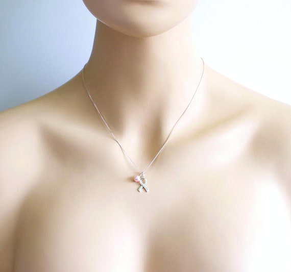 Sterling silver breast cancer necklace sale