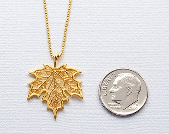 Broche Feuille D'érable Naturelle – Plaquée Or 24 Carats – Style Vintage – Occasion En Bon état