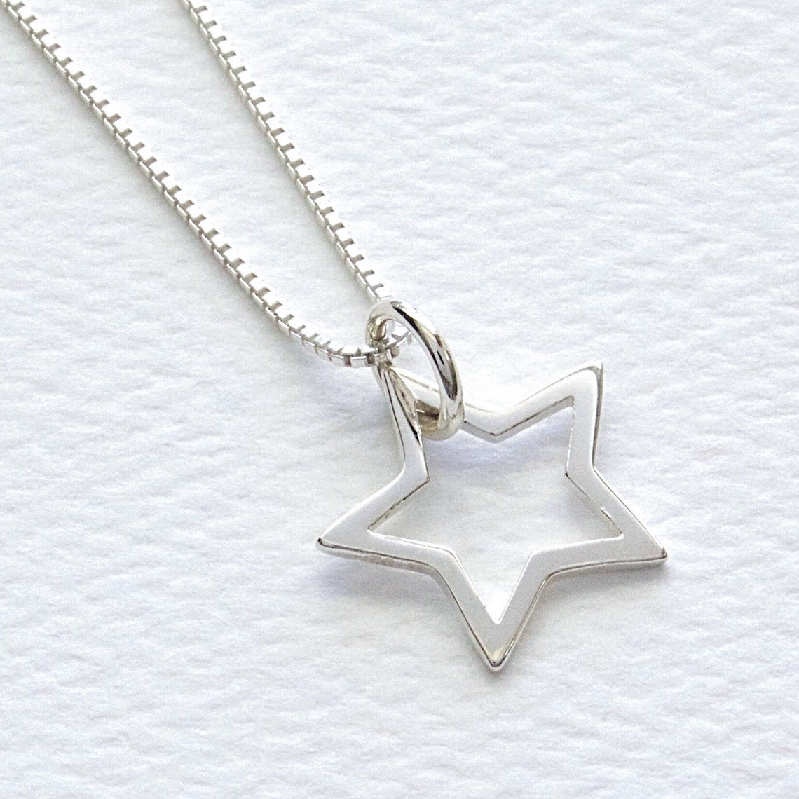 Sterling Silver Star Pendant Outline Necklace Patriotic Star - Etsy