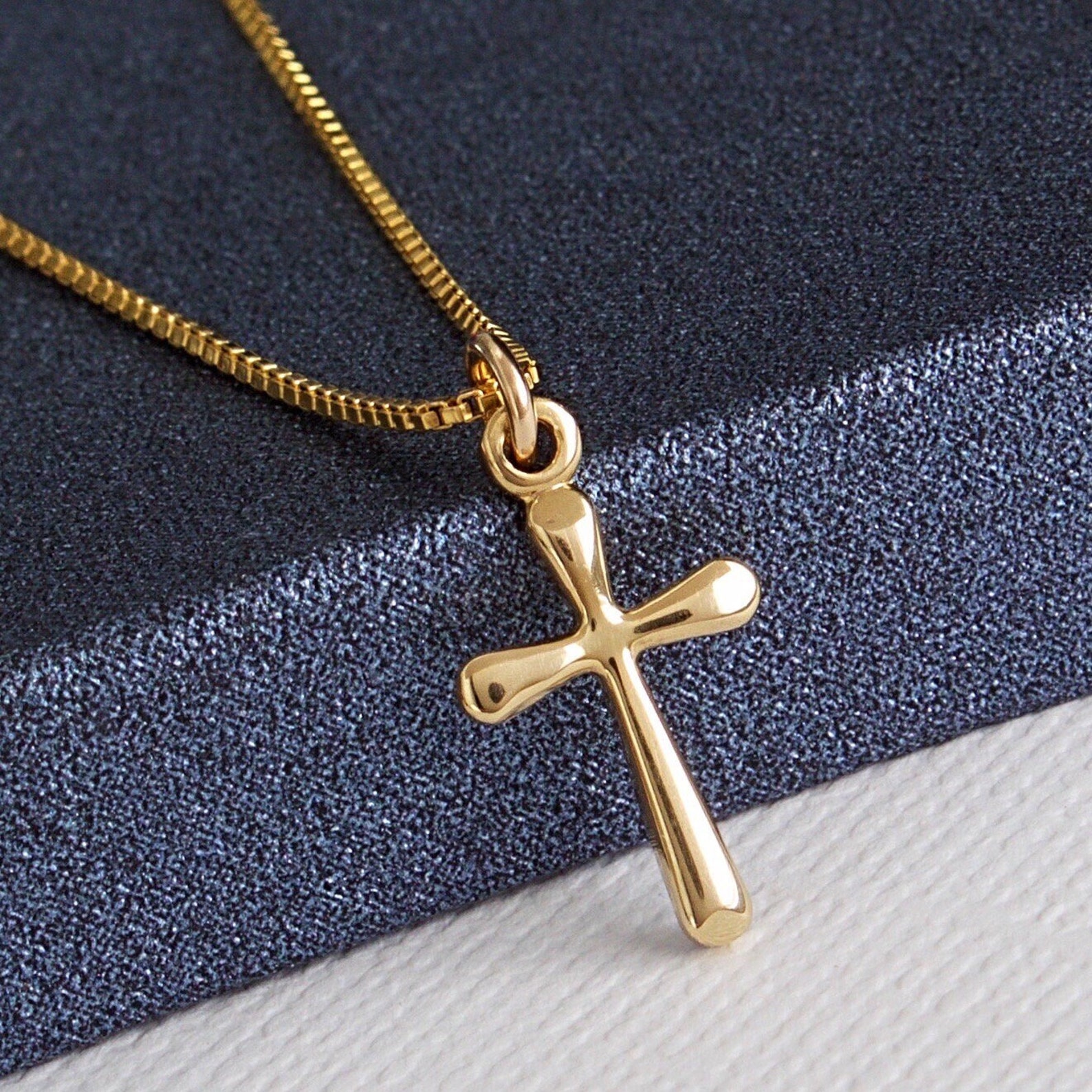 Gold Cross Necklace Religious Faith Jewelry Gift 14 Karat Etsy
