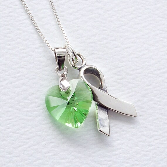 Green Crystal Heart Necklace Crystal Sterling Silver Green Crystal Heart Necklace Crystal Sterling Silver