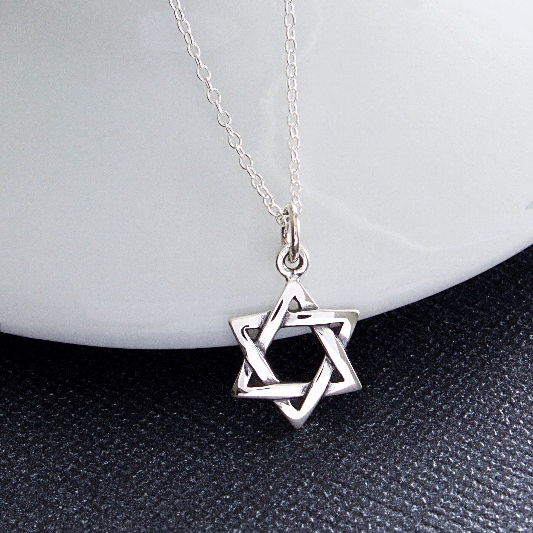 Star of David Sterling Silver Necklace Jewish Star Hanukkah | Etsy