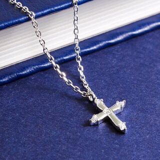 Sllaiss Collana Argento Sterling 925 Con Ciondolo Croce Piccola - Catena 45 Cm, Regalo Di Compleanno O Battesimo