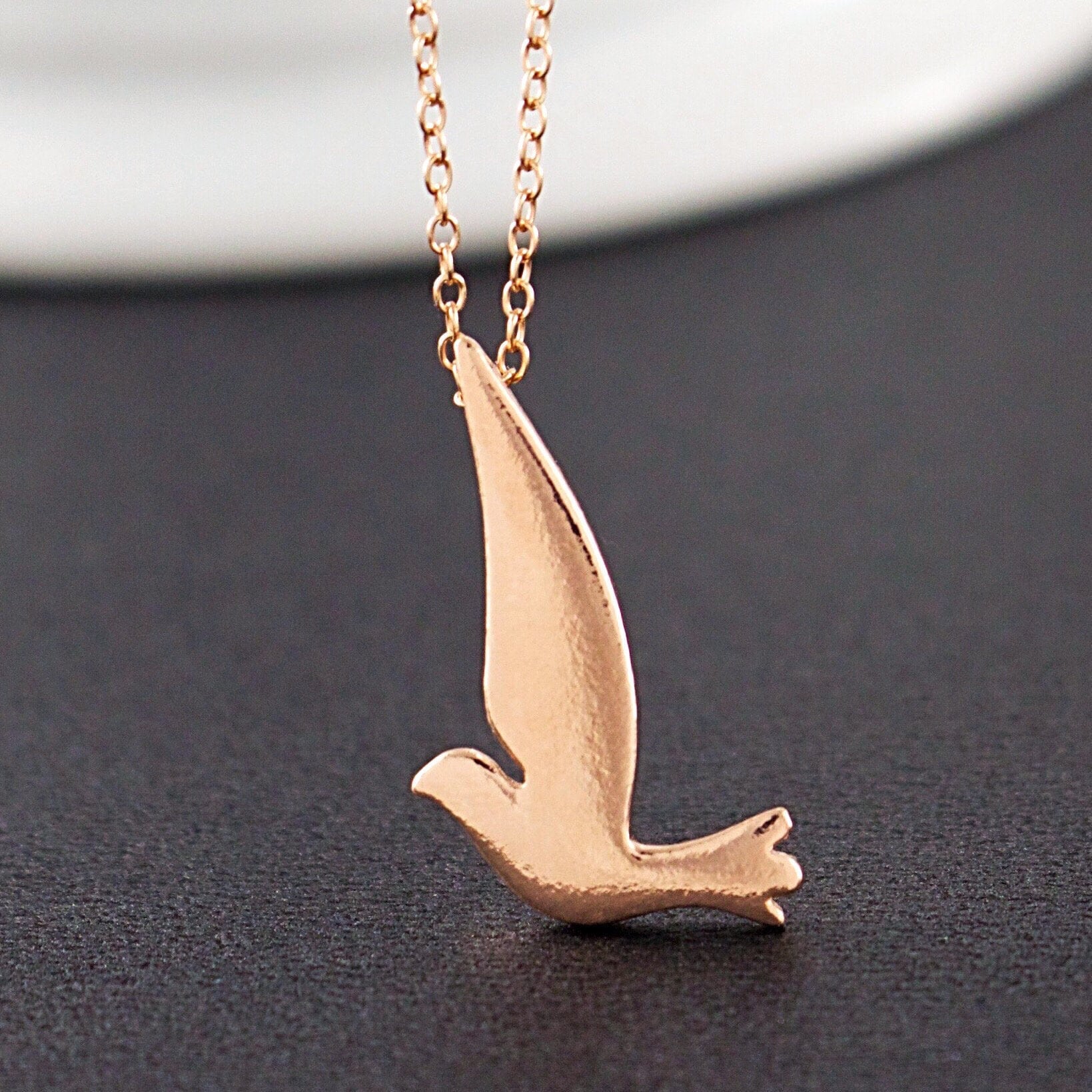 Rose gold bird necklace deals