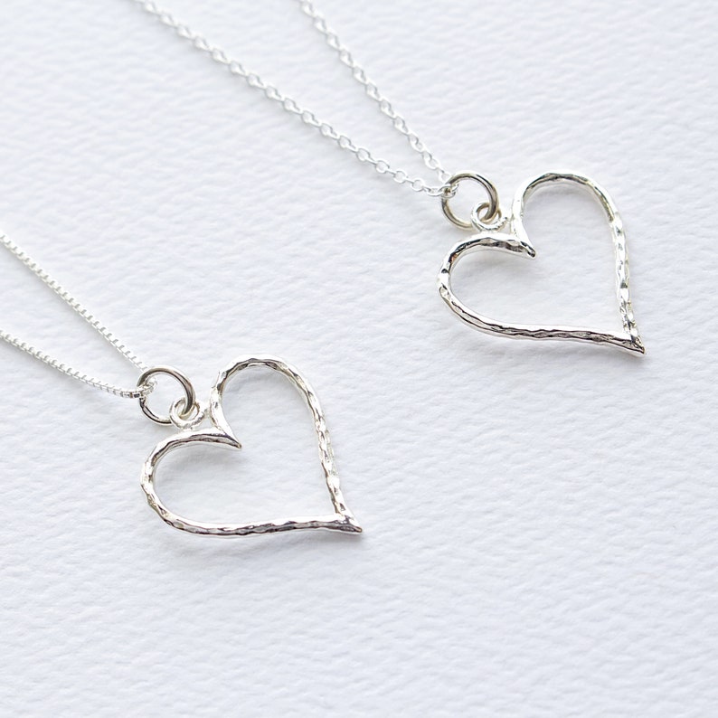 Hammered Heart Sterling Silver Pendant Necklace Women's Etsy