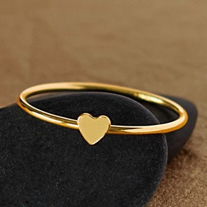 Gold Heart Ring, Love and Friendship Ring, 14 Karat Gold Filled Band Ring, Gold Heart Jewelry, Anniversary Gold Ring, High Polished Ring