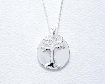 Tree of Life Sterling Silver Round Pendant Necklace, FREE SHIPPING, Mother’s Day  Birthday Nature Jewelry, Symbolic Family Tree Gift Disc