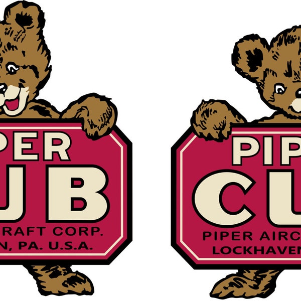 2 vintage Piper Cub décalcomanies livraison gratuites aux États-Unis