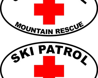 2 Oval SKI PATROL Mountain Rescue Decals 6"  Free Shipping