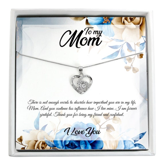 Sterling Silver CZ 'I Love You Mom' Heart Necklace with Gift Box Sterling Silver CZ 'I Love You Mom' Heart Necklace with Gift Box