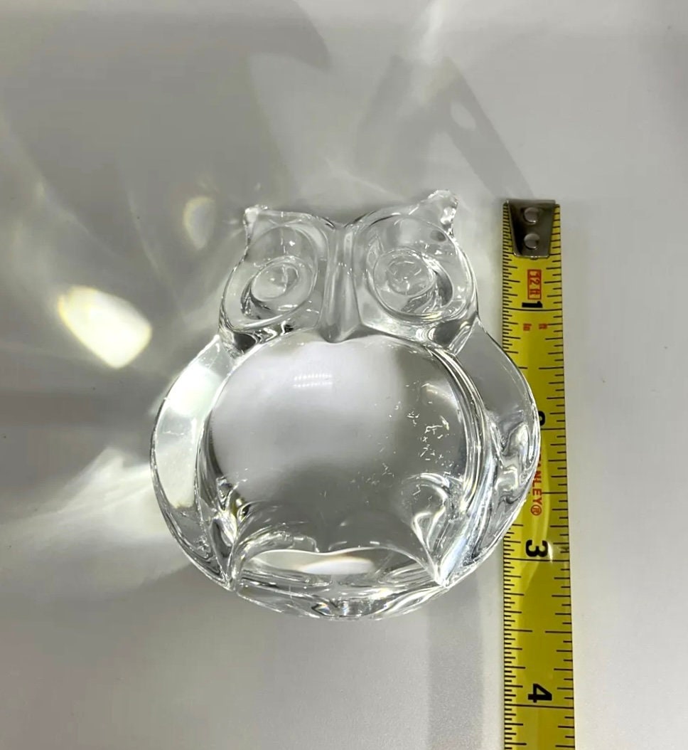 ヴィンテージ ドーム クリアクリスタル フクロウの置物、フランス製