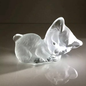 Adorable Viking Frosted Glass Kitten Bookend Paperweight