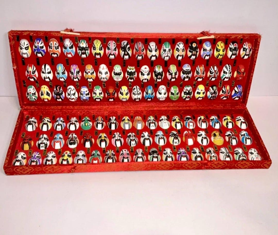 Mini Masks 102pc Chinese Opera Face Masks Set – Hand Painted Mini Masks With ...