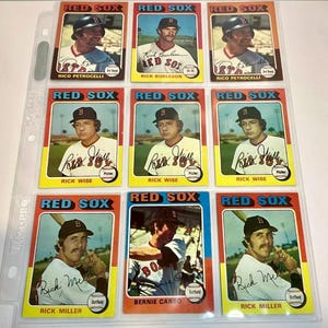 Lotto di carte da baseball Topps del 1975! Tutti i Boston Red Sox