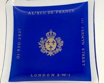 Vintage  Al’ Ecu De France London SW1 Ashtray Cobalt Blue