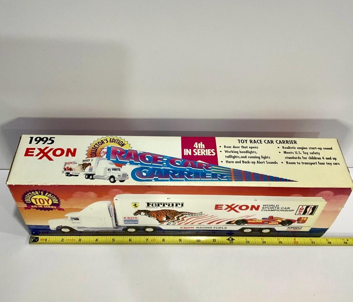 Ferrari Exxon Indy Race Car Carrier Toy Semi Truck, Vintage, 1995