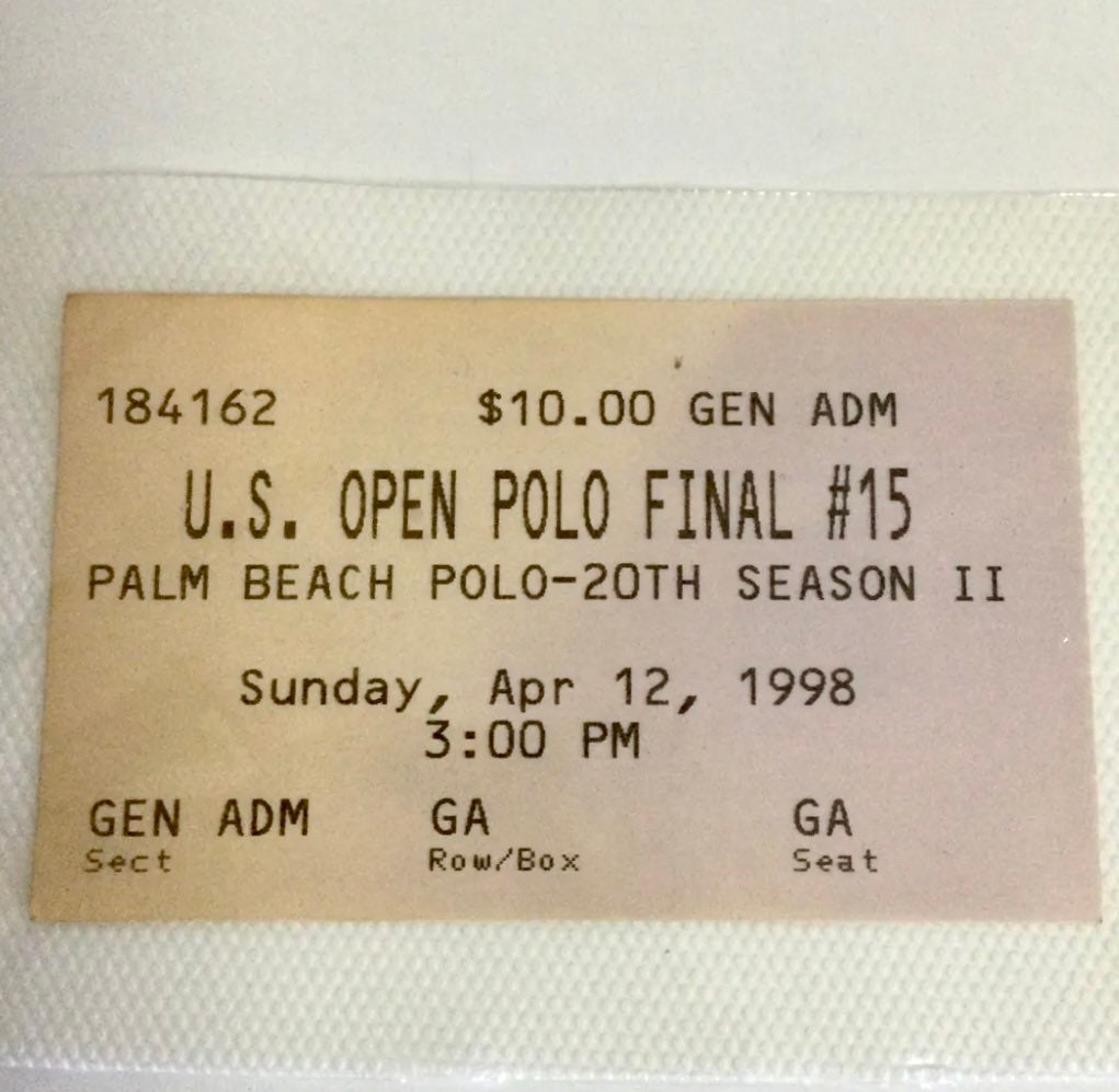 Very Rare Vintage US Open Polo Ticket Apr. 12 1998 Palm Beach Polo