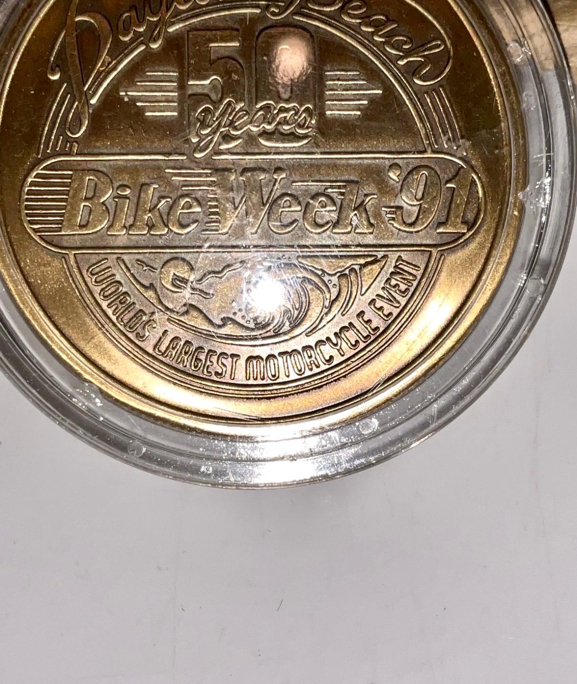 Daytona Beach Bike Week 1991 Art Round-50 Years Coin BRASS! - Etsy