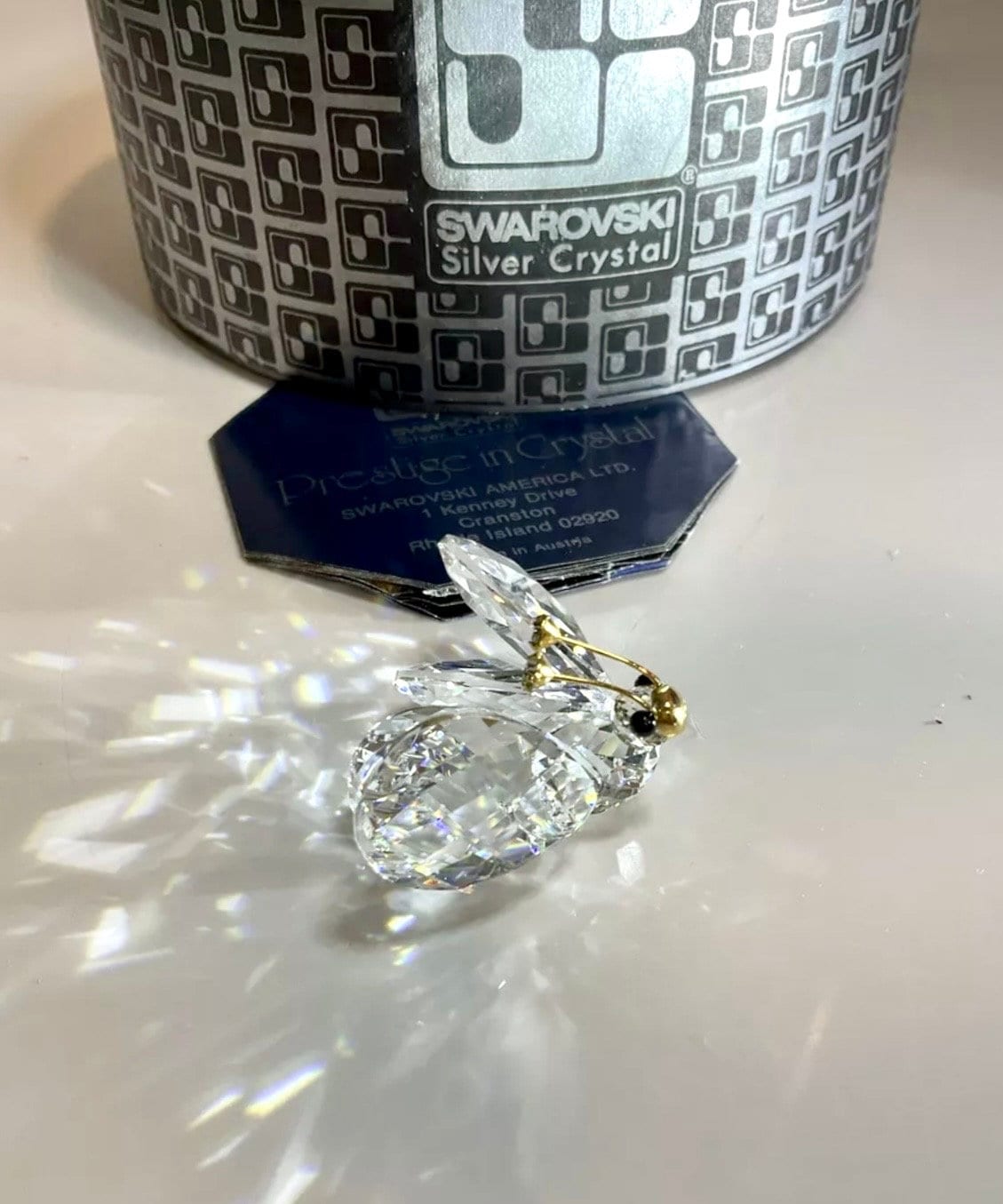 Vintage Swarovski Crystal Figurine BUTTERFLY Gold Antenna 7639 NR