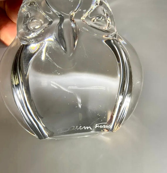 ヴィンテージ ドーム クリアクリスタル フクロウの置物、フランス製