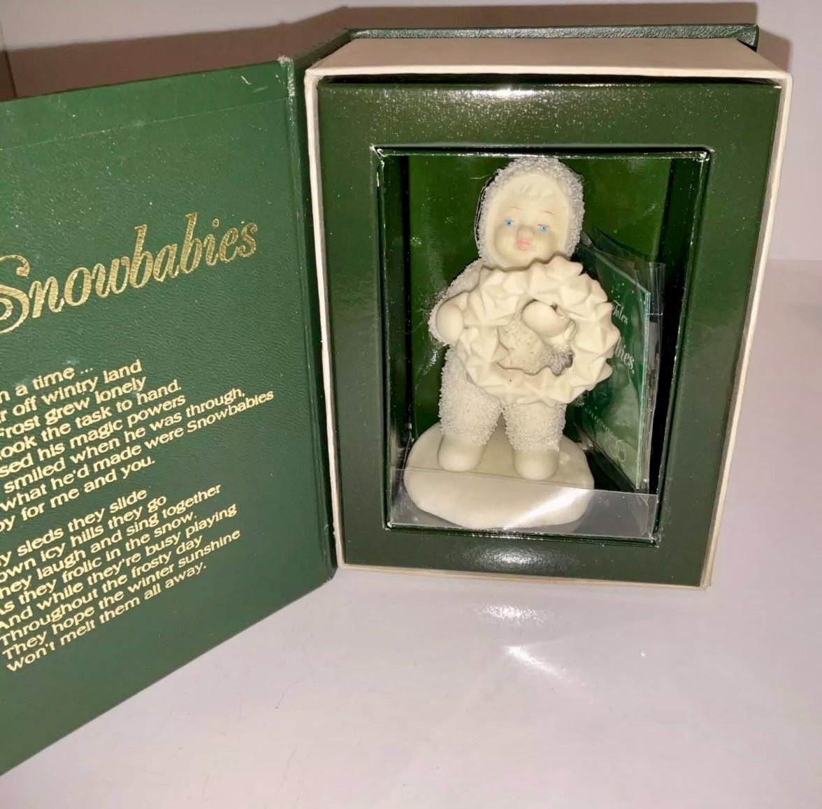 Vintage Department 56 Snowbabies Christmas Figurine With Wreath