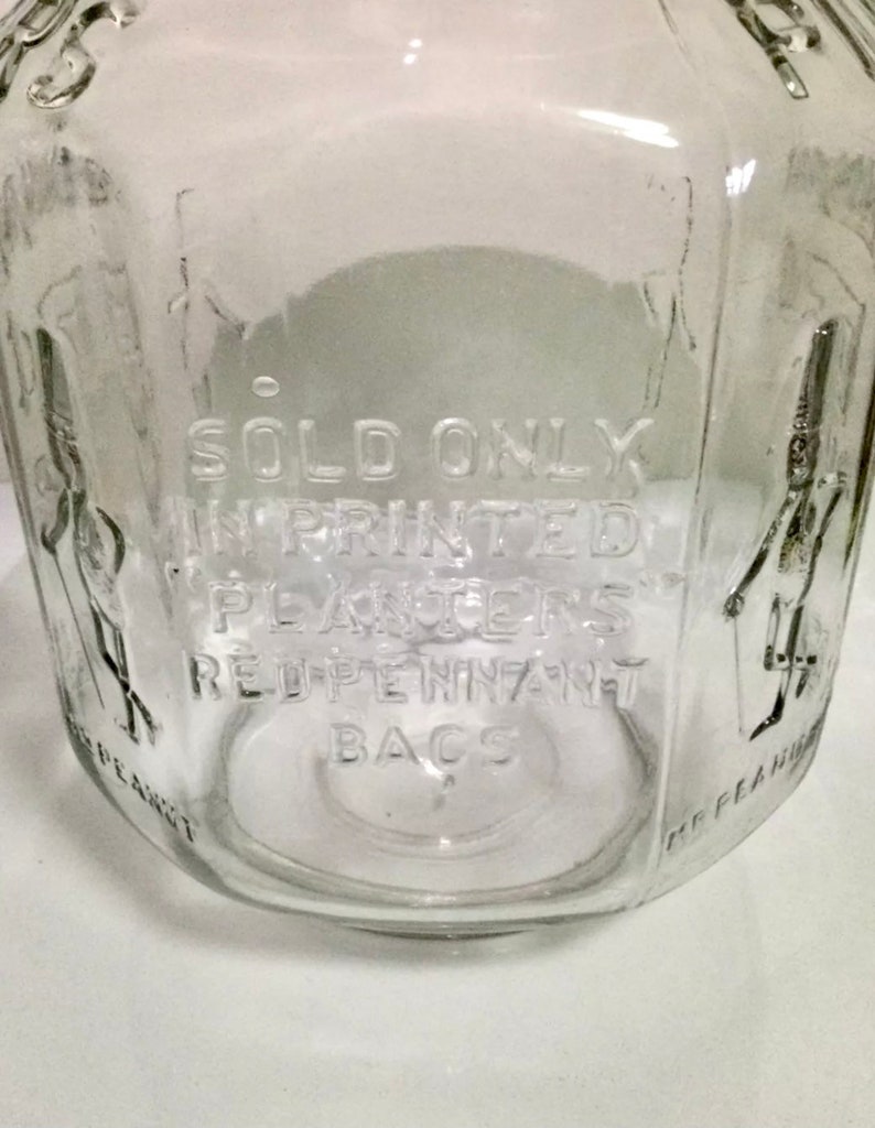 Vintage PLANTERS PEANUT JAR Pennant 5 Cent Store Counter Etsy