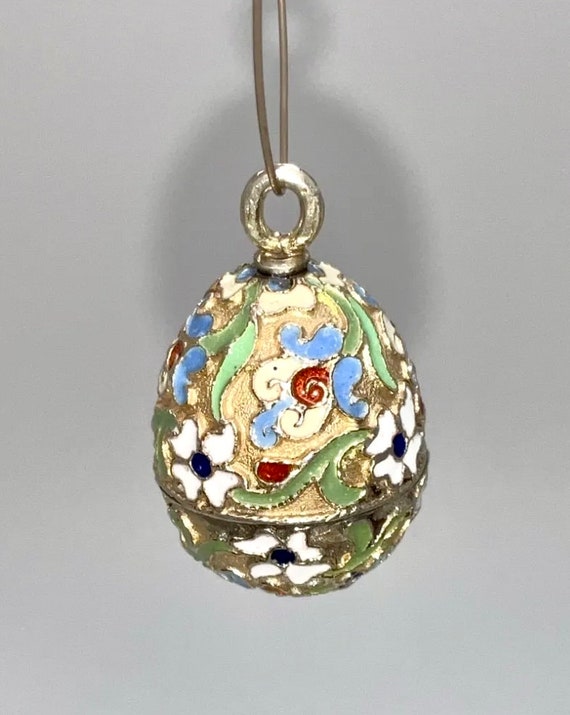 Vintage Russian Gilt Silver Cloisonne Enamel Egg Pendent Etsy Ireland