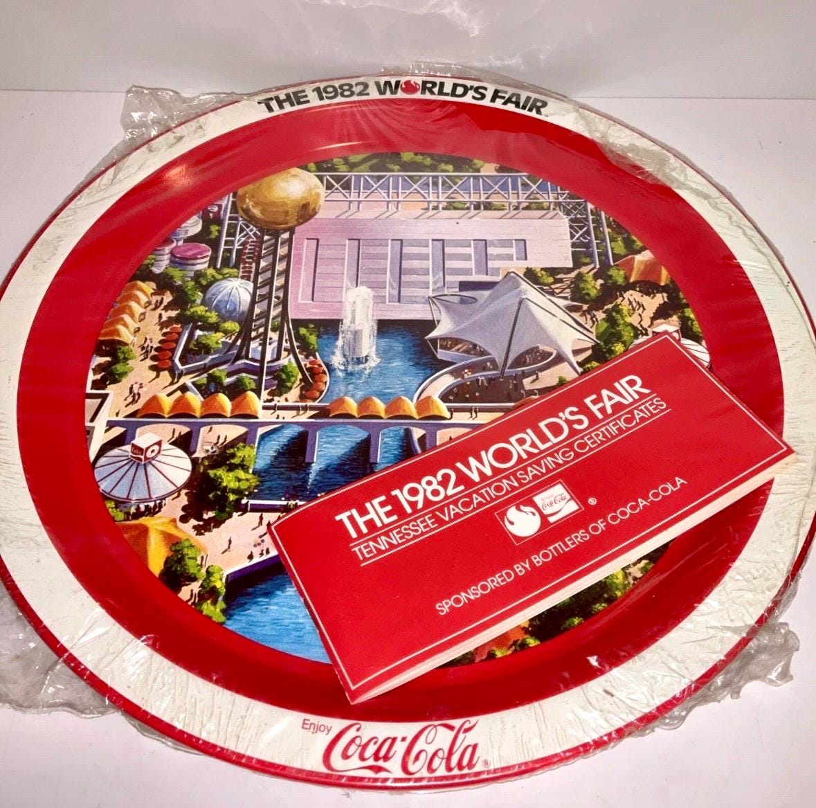 Vintage 1982 Worlds Fair Tray / Plate Knoxville TN Coca Cola New