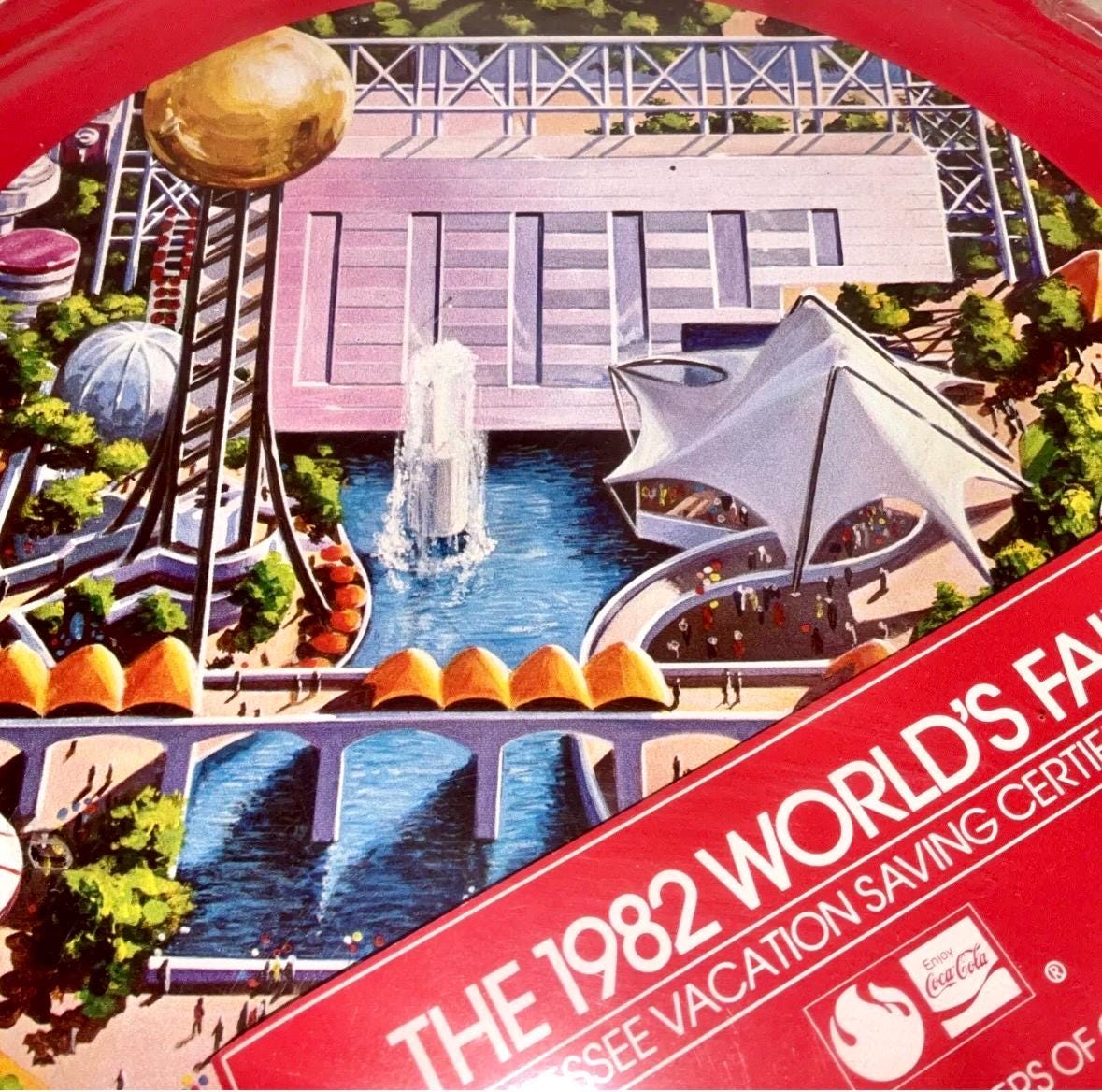 Vintage 1982 Worlds Fair Tray / Plate Knoxville TN Coca Cola New