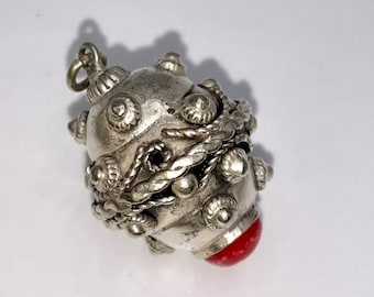 Rare Antique Victorian Silver Etruscan Peruzzi Fob Charm Pendant