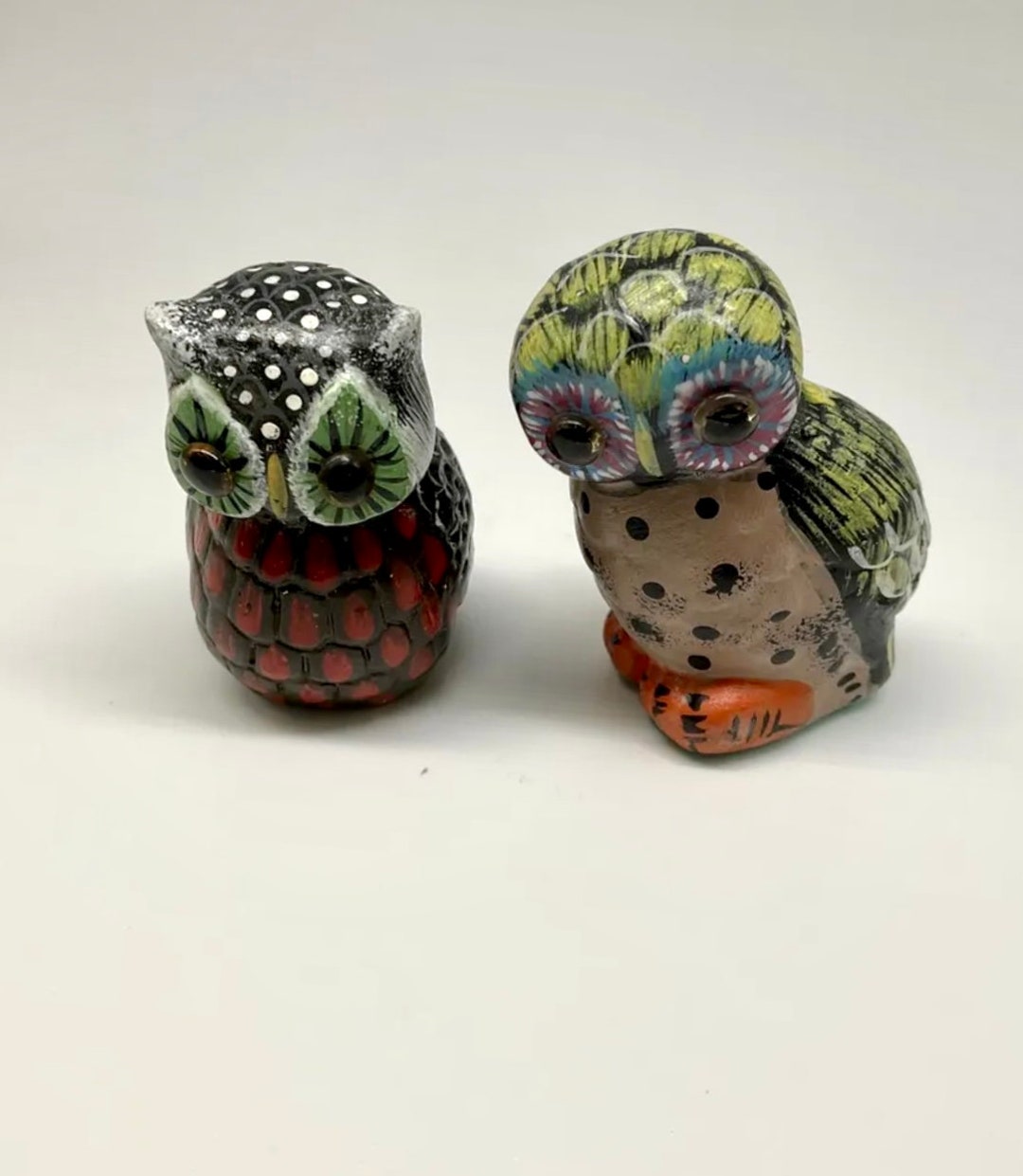 Vintage Adorable 2 Mexican Owl Figurines Etsy