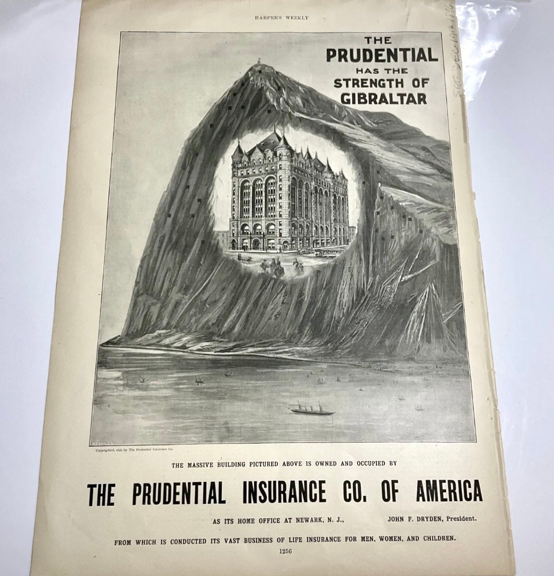 Prudential Has the Strength of Gibraltar 1896 Advertisement