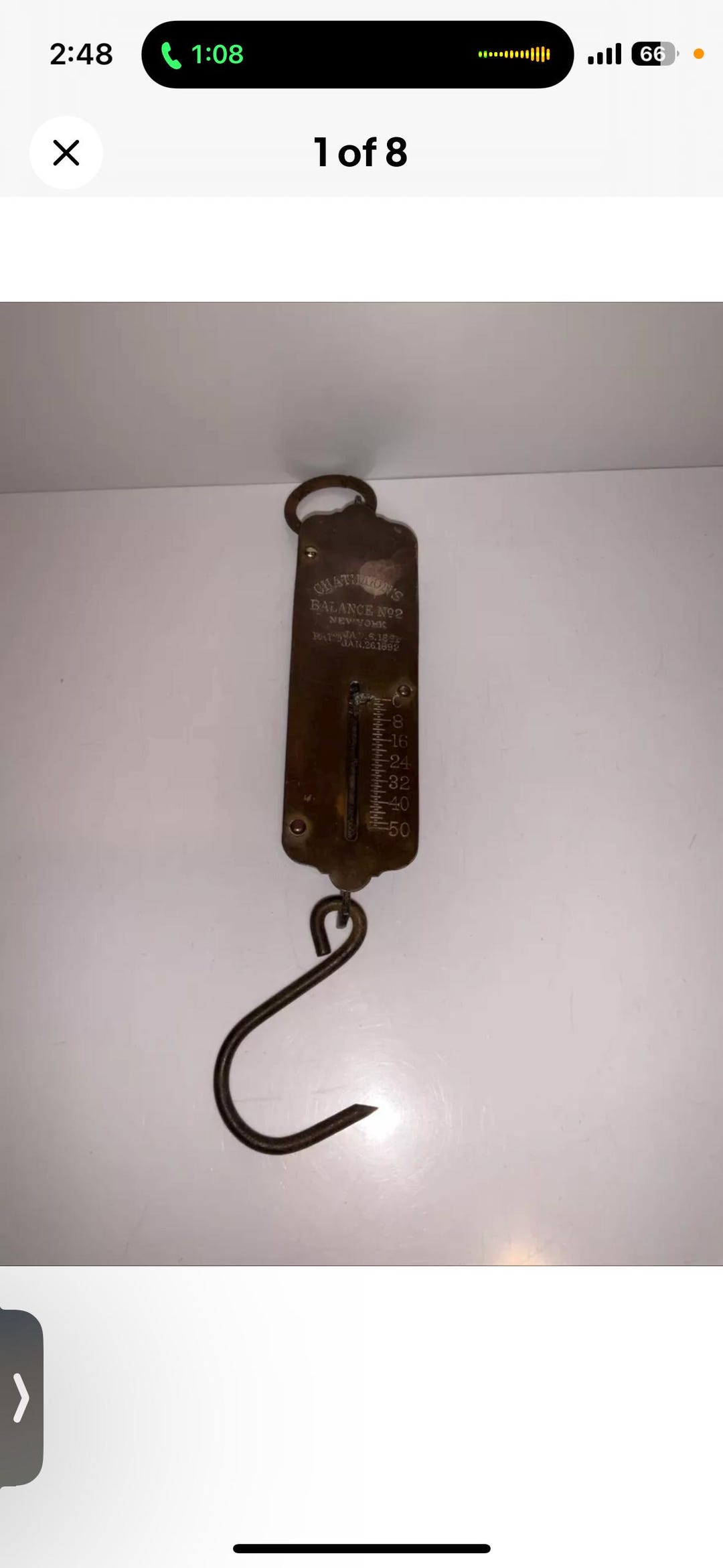 Chatillon's Balance #2 New York 50 Lb. PATD 1891-1892 Hanging Scale ...