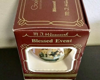 Vintage New Goebel Glass Christmas Ornament Blessed Event ~ MJ Hummel