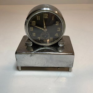 Rare Antique Swiss Music Alarm Clock Music Box Plays Alarm, Works Perfectly