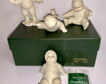 Vintage Snowbabies "All Fall Down" Figurines Set Of 4 By Dept 56  #7984-7