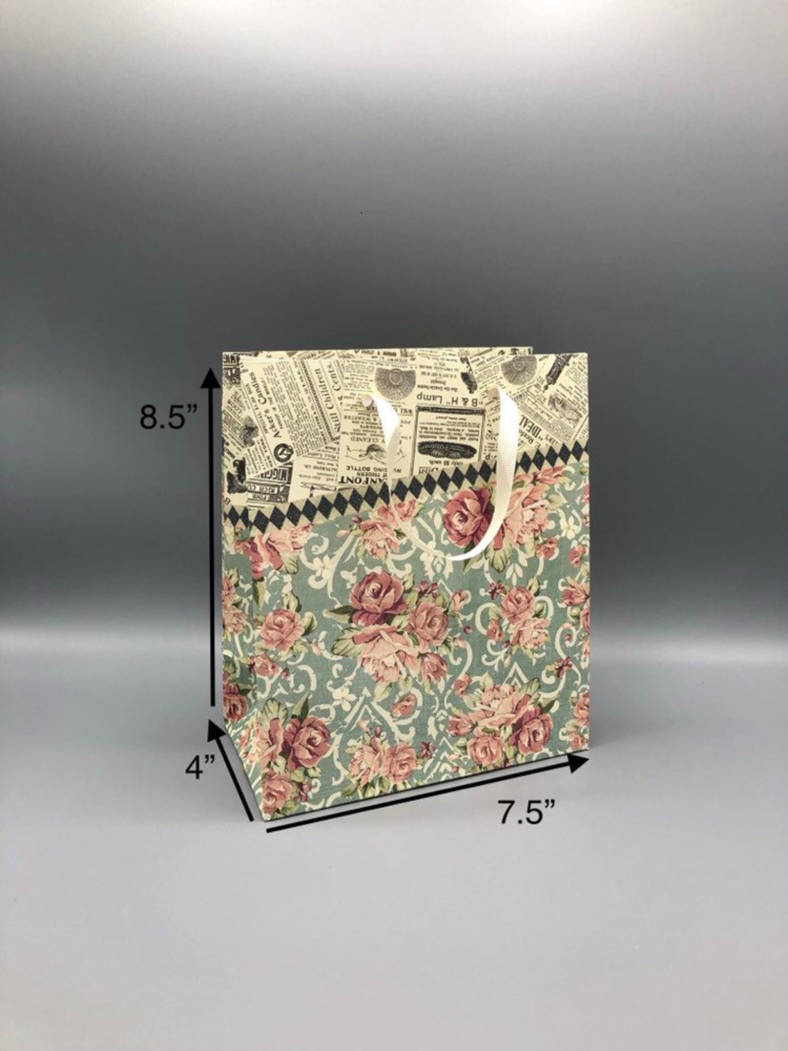 4 Heavy Card Stock Paper Gift Bags Handmade Vintage Look Etsy