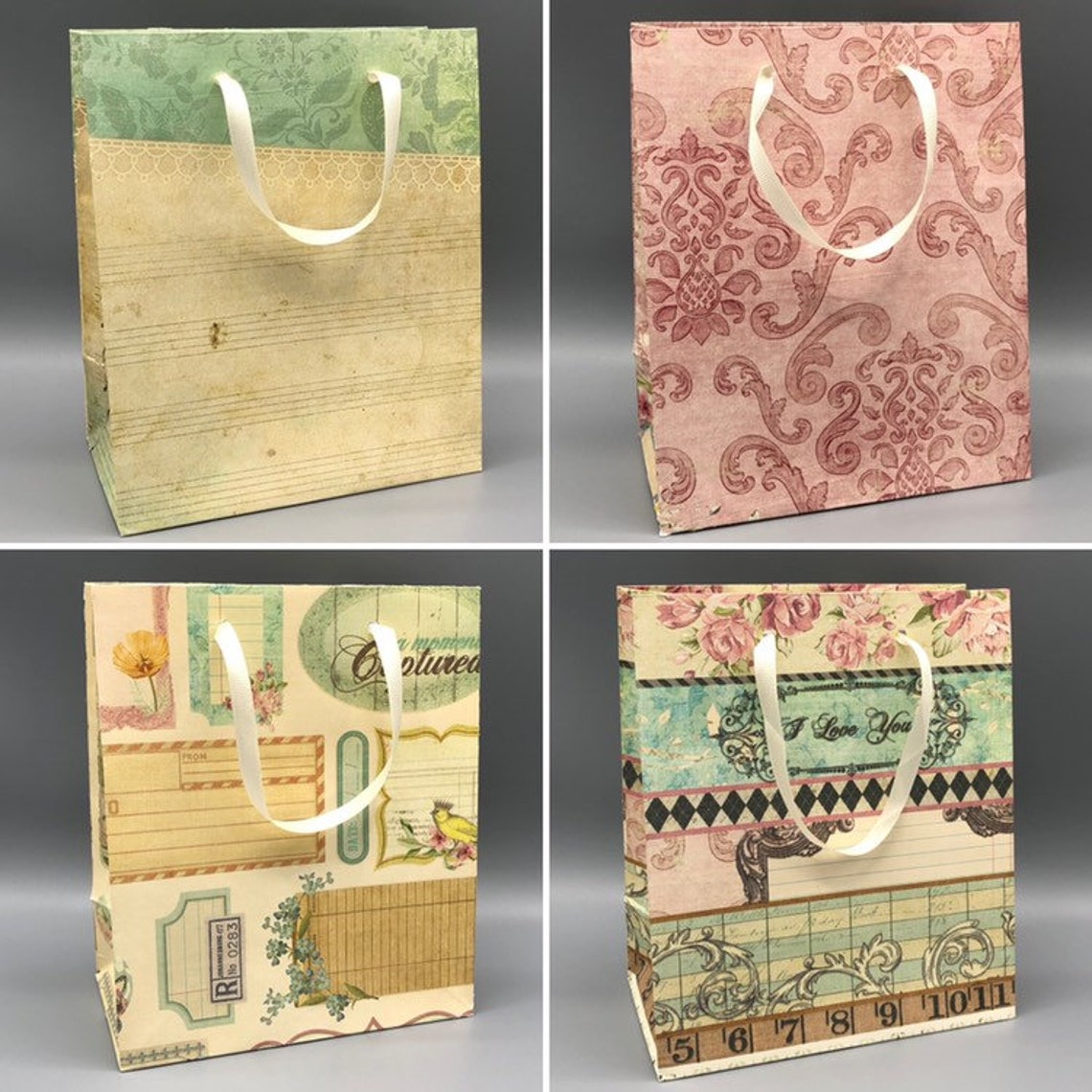 4 Heavy Card Stock Paper Gift Bags Handmade t Size Etsy