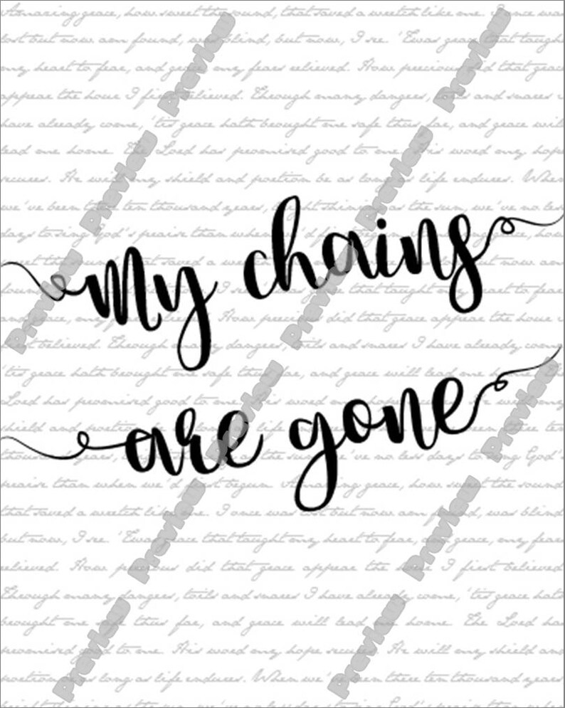 Amazing Grace my Chains Are Gone Hymn Wall Art Etsy