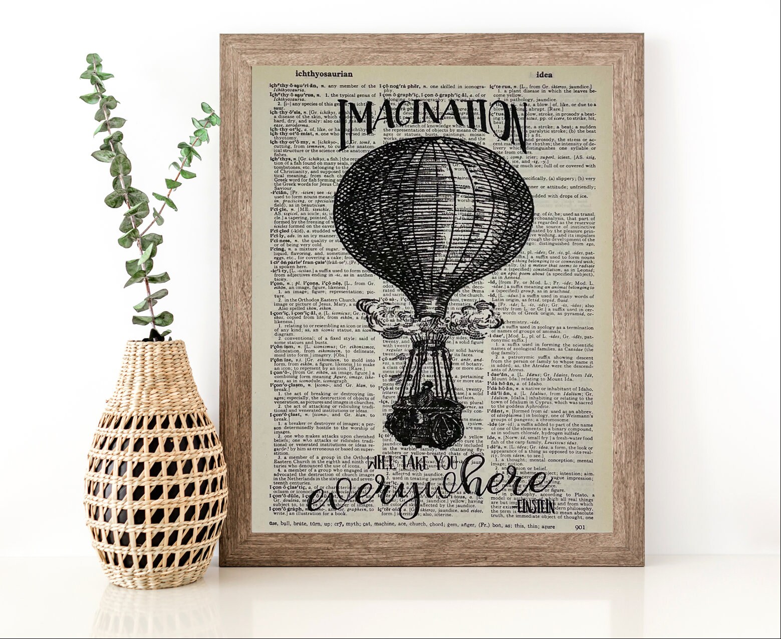 Einstein Quote imagination Will Take You Everywhere Dictionary Page Print  Wall Art Hot Air Balloon - Etsy